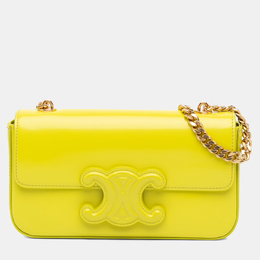 Celine Yellow Calfskin Cuir Triomphe Chain Shoulder Bag 1215545