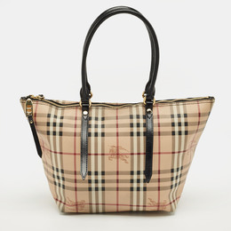 Burberry Beige/Black Haymarket Check Coated Canvas and Leather Salisbury Tote 1215475