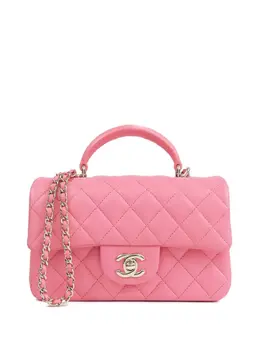 Chanel 2021-2025 Mini Rectangular Lambskin Top Handle Single Flap satchel 32163357