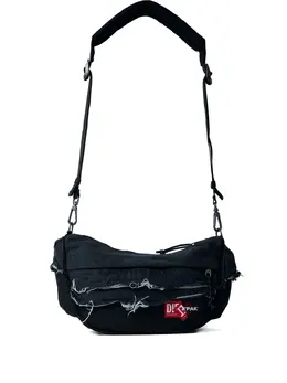 Diesel distressed logo-patch shoulder bag 32053930