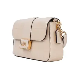 Сумка через плечо Coach мини из кожи с тиснением под крокодила цвета слоновой кости cf374-imivo