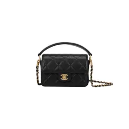 24K Блестящая Кожа Теленка Мини Плечевая Сумка Через Плечо Черная Chanel as5164-b18184-94305