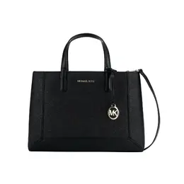 Кожаная наплечная сумка через плечо дамская среднего размера черная Michael Kors 30f4g7xs2l-001