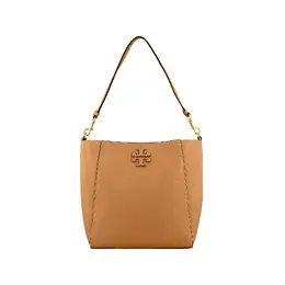 McGraw Litchi Grain Кожаная Сумка Ведро Хобо Сумка Через Плечо Женская Коричневая Tory Burch 73338-227