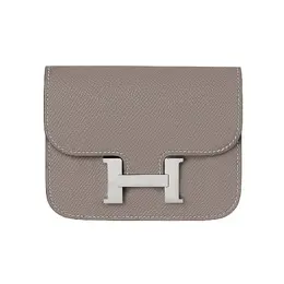 Констанс Слим Клатч на пояс из кожи Эпсом Женский Слоновая Серая Hermes h082060ck18