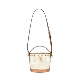 Монограмма T Патентная кожа Сумка-ведро, Женская сумка через плечо Stone White Tory Burch 135827-108