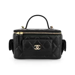 Сумка-коробка из кожи икры, Женская черная сумка через плечо Chanel ap3017-b13649-94305