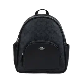 Рюкзак среднего размера унисекс черный Coach из холста с кожаной спинкой 5671-svtsq