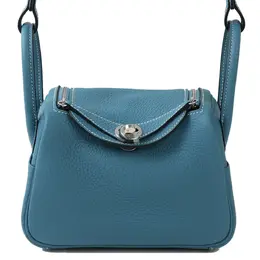 Сумка плечевая кросс-боди мини Lindy Taurillon Clemence кожи Bleu Jean Denim Blue Hermes D2 h079086ckd2
