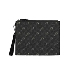 Gucci Кожаная вставка на холщовой клатч мужской черно-серый 575136-g2ban-1087