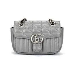 Сумка кросс-боди GG Marmont мини из кожи серого цвета Gucci 446744-um8an-1711