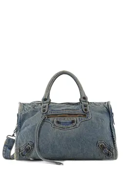 Balenciaga-Le City Medium Denim Shoulder Bag-Donna 52620449513812