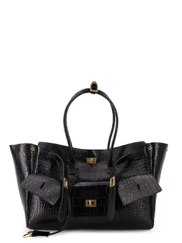 Balenciaga-Carry All Bel Air Leather Shoulder Bag With Croco Effect-Donna 52620524224852