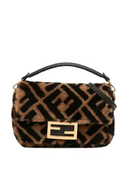 Fendi 2010-2025 Mini Zucca Shearling Chain Baguette satchel 32167486