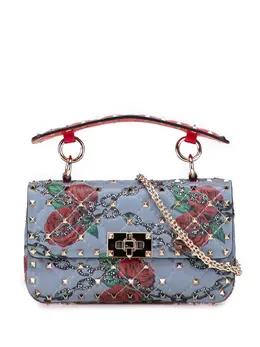 Valentino Garavani 2000-2017 Small Nappa Roses and Chains Rockstud Spike satchel 32182335