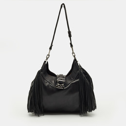 Celine Black Leather Fringe Dimitri Shoulder Bag 1217477