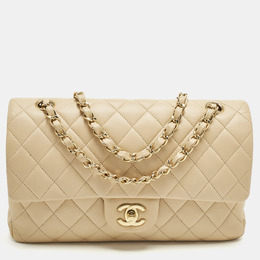 Chanel Beige Quilted Leather Medium Classic Double Flap Bag 1217125