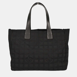 Chanel Black Jacquard Nylon Travel Line Tote Handbag 1217039