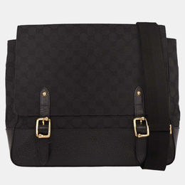 Gucci Black Canvas GG Messenger Shoulder Bag 1217019