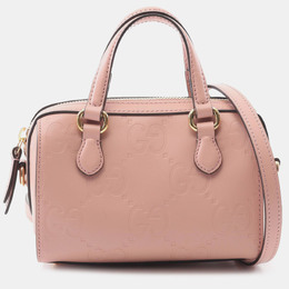 Gucci Pink Super Mini Jumbo GG Embossed Leather Gilbert Top Handle Bag 1216868