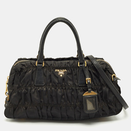 Prada Black Leather and Nylon Gaufre Satchel 1216830