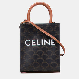 Celine Brown Mini Triomphe Coated Canvas Vertical Cabas Satchel 1216866