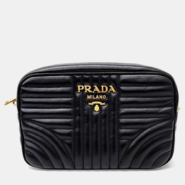 Prada Black Leather Soft Calf Diagram Crossbody Bag 1216273