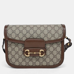 Gucci Beige/Brown Coated Canvas 1955 Horsebit Shoulder Bag 1216294