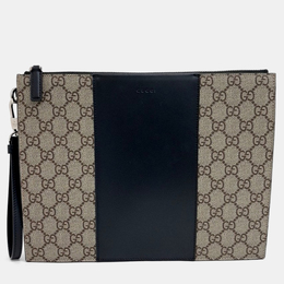 Gucci Beige/Black Canvas GG Supreme Clutch 1216280