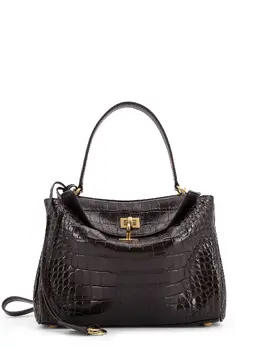 Balenciaga-Rodeo Leather Shoulder Bag With Croco Effect-Donna 52621181911380