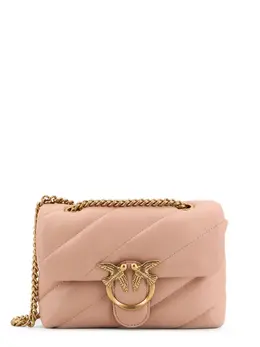 Pinko-Matelassé Leather Shoulder Bag With Iconic Love Birds Buckle-Donna 52621508051284