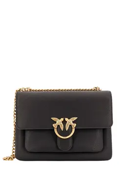 Pinko-Leather Shoulder Bag With Metal Love Birds Buckle-Donna 52621540163924