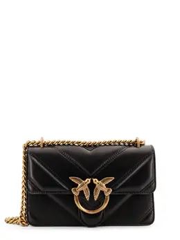 Pinko-Matelassé Leather Shoulder Bag With Love Birds Buckle-Donna 52621549306196