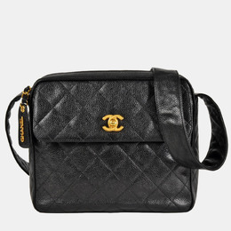 Chanel Coco Mark Matelasse Chain Shoulder Bag Caviar Skin Black 1218500