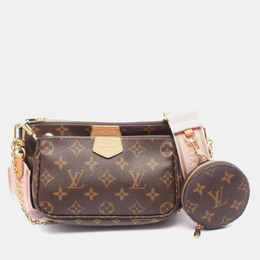 Louis Vuitton Multi Pochette Accessoires Shoulder Bag Coated Canvas Leather Monogram Brown Pink 1218508