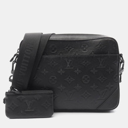 Louis Vuitton Duo Shoulder Bag Leather Monogram Shadow Black 1218507