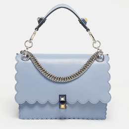 Fendi Light Blue Leather Medium Scalloped Kan I Shoulder Bag 1217843