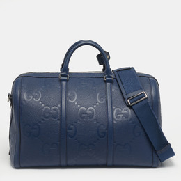 Gucci Navy Blue Jumbo GG Leather Medium Duffel Bag 1217953
