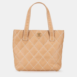 Chanel Brown Small CC Calfskin Wild Stitch Tote 1217408