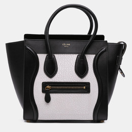 Celine Black/White Micro Bicolor Leather Luggage Tote 1216933