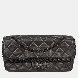 Chanel Gray Calfskin Luxury Line Chain Shoulder Bag 1217082