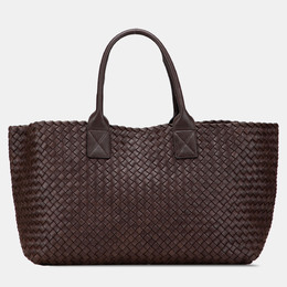 Bottega Veneta Brown Medium Lambskin Intreccio Cabat Tote 1217013