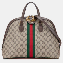 Gucci Beige Brown Medium GG Supreme Ophidia Web Satchel 1217153