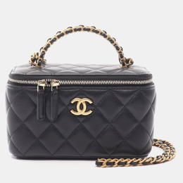 Chanel Vanity Case Black Leather Shoulder Bag 1215405