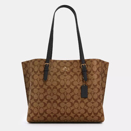 Сумка Coach Outlet Mollie Tote In Signature Canvas, золотой/хаки/черный 6648836390972 | gold/khaki/black