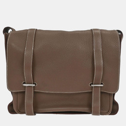 Hermes Etoupe Taurillon Clemence Steve Caporal 35 Shoulder Bag 1218652