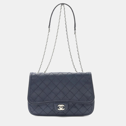 Chanel Wild Stitch Navy Leather Shoulder Bag 1218488