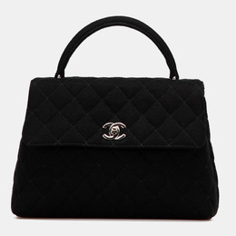 Chanel Black CC Quilted Jersey Kelly Top Handle Bag 1218576