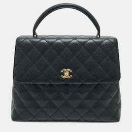 Chanel Coco Mark Cc Matelasse Quilted Tote Bag In Caviar Leather Black 1218464