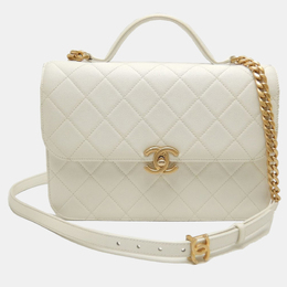Chanel Chain Caviar Skin White Shoulder Bag 1218446